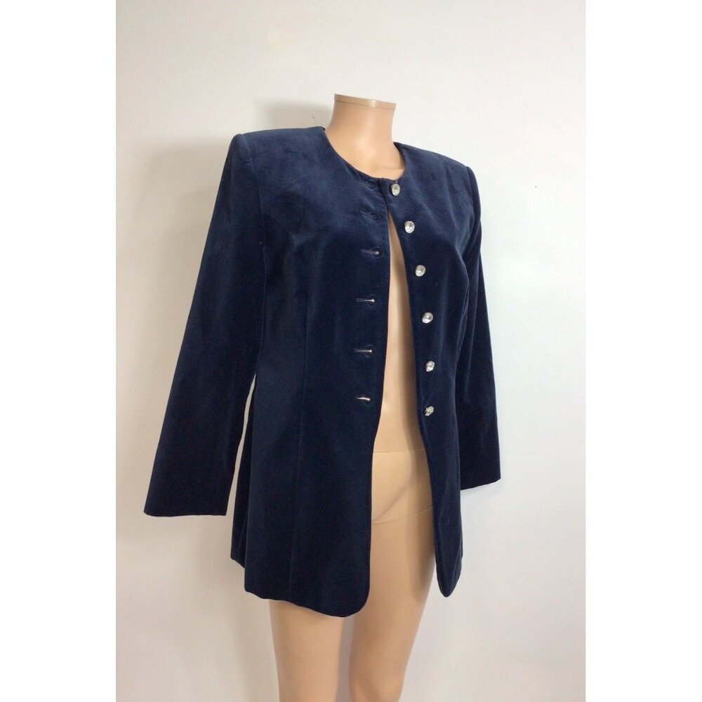 Valerie Stevens Blue Velvet Jacket Coat Womens 10